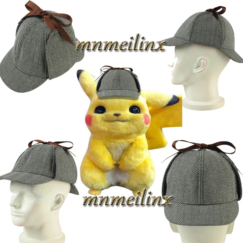 

Cute Pokemon Detective Pikachu Hat Cosplay Costume Pocket Monster Pikachu Cap Props Headwear Halloween Carnival Accessories