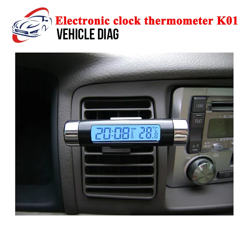 Mini LCD Clip-on Digital LED Display Automotive Thermometer Clock For Car Truck
