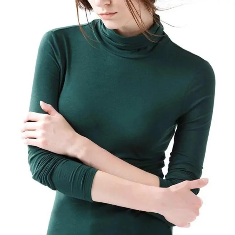 camisetas cuello alto mujer algodon