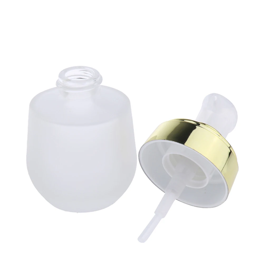 2 x Frosted Glass Refillable Pump Lotion Spray Bottle Makeup Container 30ml for Storaging the Cosmetic Liquids