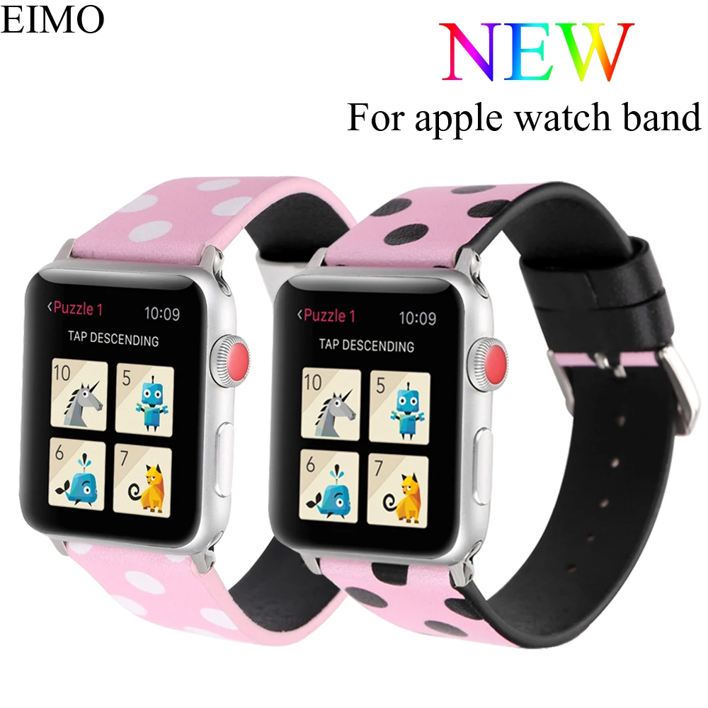 

EIMO Leather band strap For Apple watch 3 iwatch series 3 2 1 42mm 32mm Wave point Bracelet Wrist watchband Accessories belt