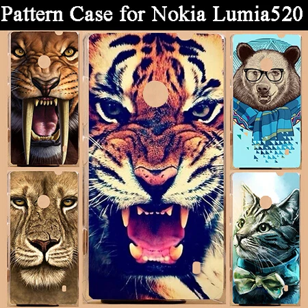 

2015 new hot diy 3d painted tiger lion bear dog cat design cell phone case for nokia lumia 520 525 back cover Free Shipping