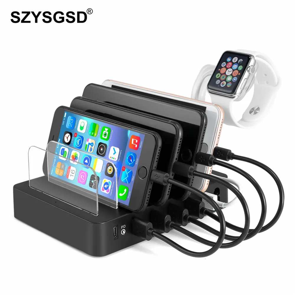 Multi USB Phone Charger 6 Ports fast Charging Station Dock Stand Holder