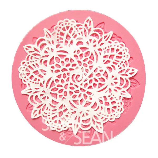 L089 small round flower lace fondant lace cake molds mould for the