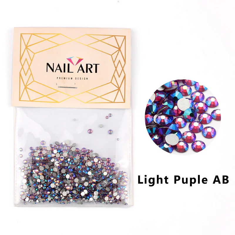 1080 шт смешанные размеры ногтей Стразы Кристалл страз камни красочные стеклянные стразы для ногтей искусство 3D украшения аксессуары - Цвет: Light Purple AB
