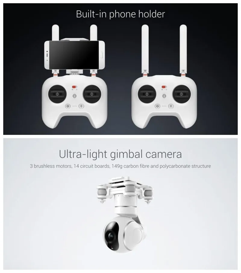 Новое поступление Xiaomi Mi Дрон WI-FI с видом от первого лица с разрешением 4K 30fps Камера 3-осевому гидростабилизатору RC Quadcopter RTF