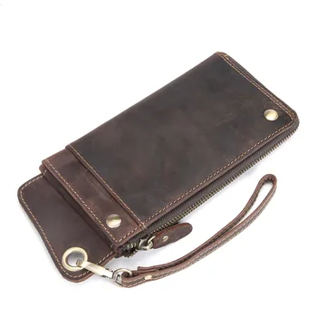 

2018 New Luxury Real Cow Genuine Leather Wallets Vintage Men Wallet Fashion Brand Purse Card Holder Long Clutch Wristlet Bag