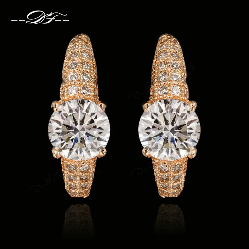 

Double Fair AAA+Cubic Zirconia Stud Earrings Rose Gold Color/Silver Tone Vintage Ear Cuff Jewelry For Women HotSale DFE560