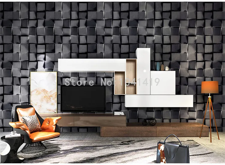 3D абстрактная черная белая серая решетчатая настенная бумага современная мода ресторан магазин одежды фон настенная бумага рулон для стен 3 D