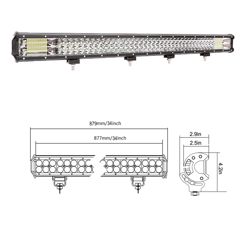 1" 20" 2" 28" 3" 3-РЯД светодиодный светильник Бар Offroad 288 Вт 360 комбо луч светодиодный рабочий светильник бар 12v 24v для грузовиков, внедорожников, квадроциклов, наводненных 4WD 4x4 светодиодный бар