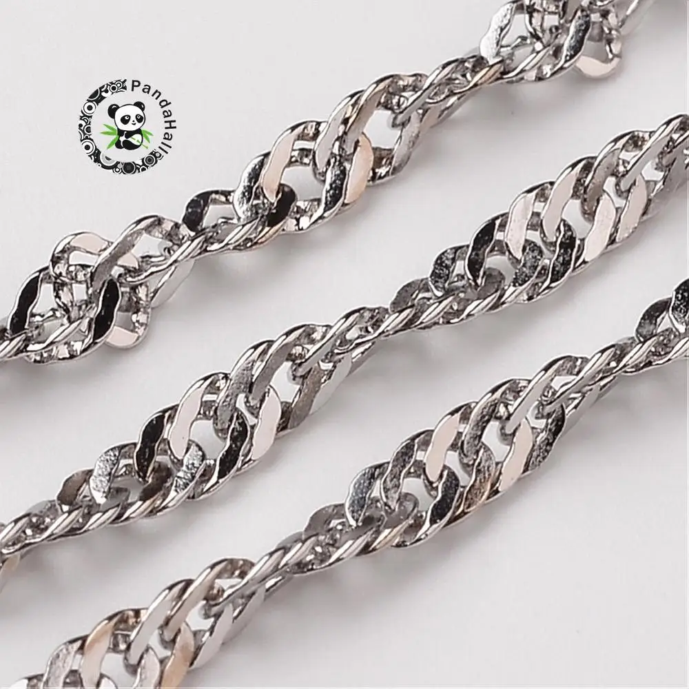 316 Stainless Steel Singapore Chains, Stainless Steel Color, 3mmin