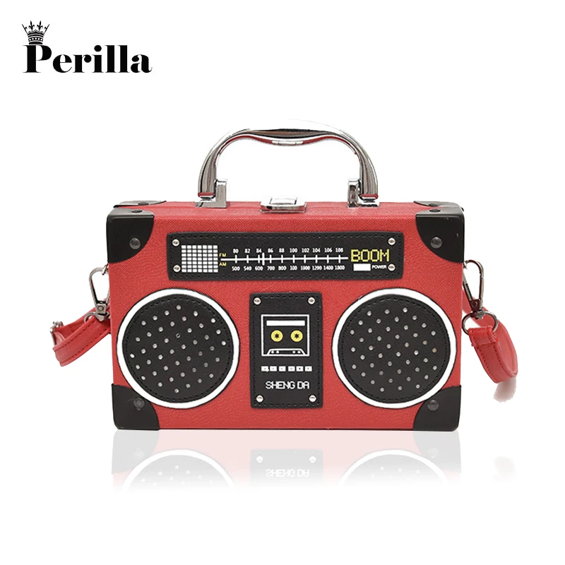 

Perilla Women Fashion Shoulder Bags Casual Soft Pu Leather Handbag Female Messenger Bag Creative Radio Design Winter Women Bag