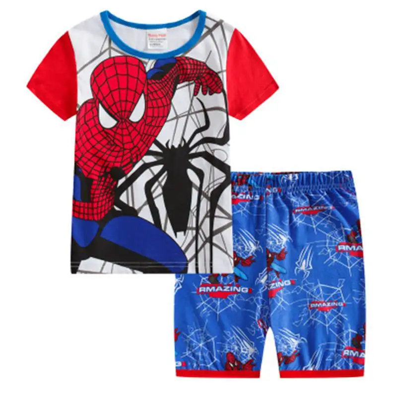 Модные пижамы с рисунками животных для мальчиков и девочек, пижамы с короткими рукавами, летние пижамы, Детская Ночная одежда, домашняя одежда