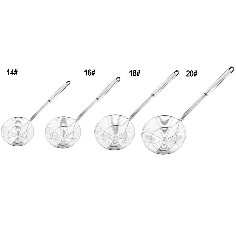 

Stainless Steel Colander Strainer Anti-rust Long Handle Filter Double Round Reinforced Skimmer Ladle for Kitchen