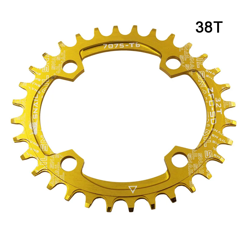 Высокая велосипедная Одиночная цепь круг шатуны один диск Алюминиевый сплав 32T 34T 36T 38T DOG88 - Цвет: Golden 38T