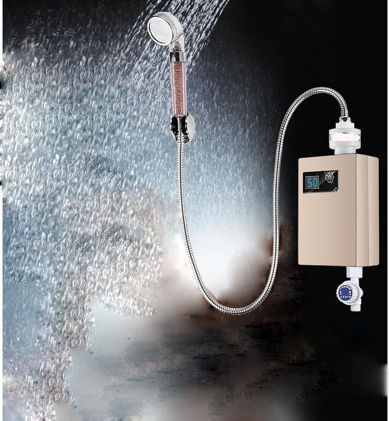 

3500W Electric Water Heater Instant Electric Indoor Tankless Water Heater Bathroom Kitchen Instant Heating Tap Shower Faucets