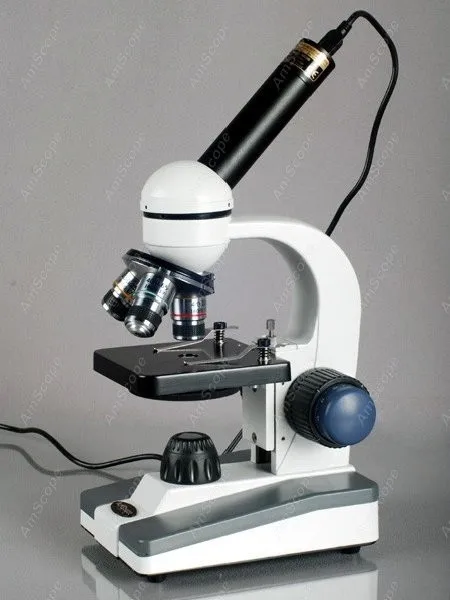 AmScope M150 시리즈 휴대용 학생용 단안 복합 현미경 40X-1000X+ LED 및 10개 슬라이드 키트