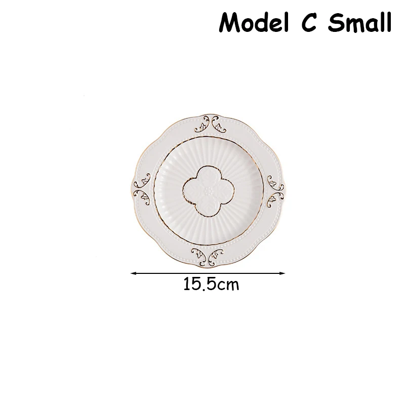 Обеденная тарелка керамическая поднос Assiette с золотой различные модели стейк тарелка выдолбленная Бабочка лоток творчески оформленное блюдо Platos 1 шт - Цвет: Model C Small