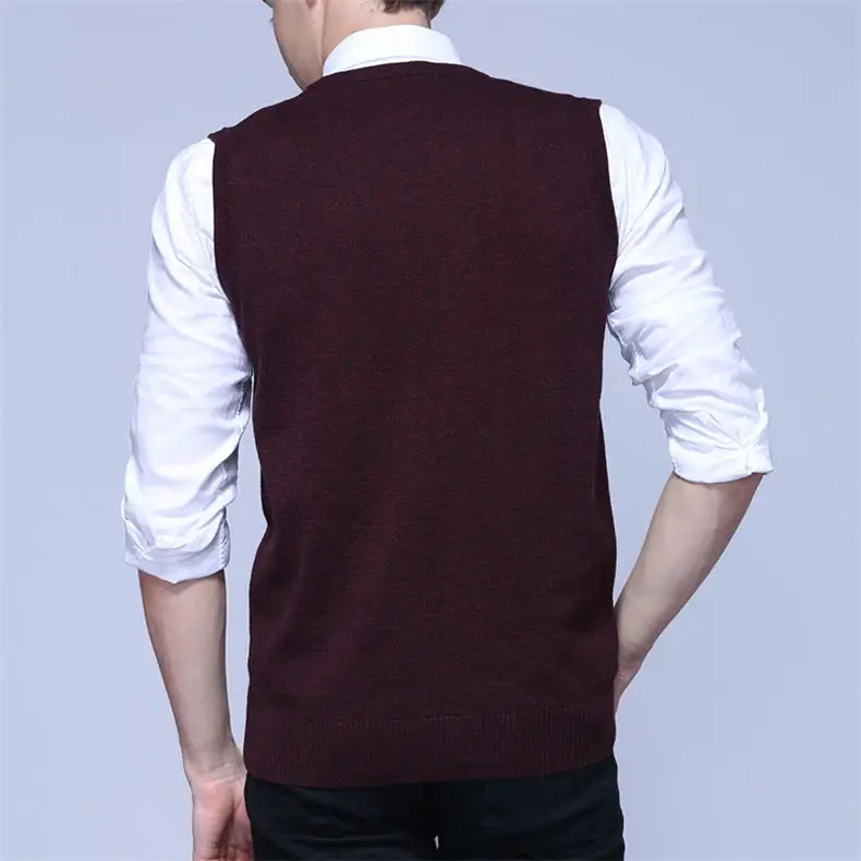 Men Sweater Vest MuLS Brand Winter Colored Wool Knitted Sleeveless Sweater Male Cotton Jumper Autumn Spring 2018 New Size M-3XL-07
