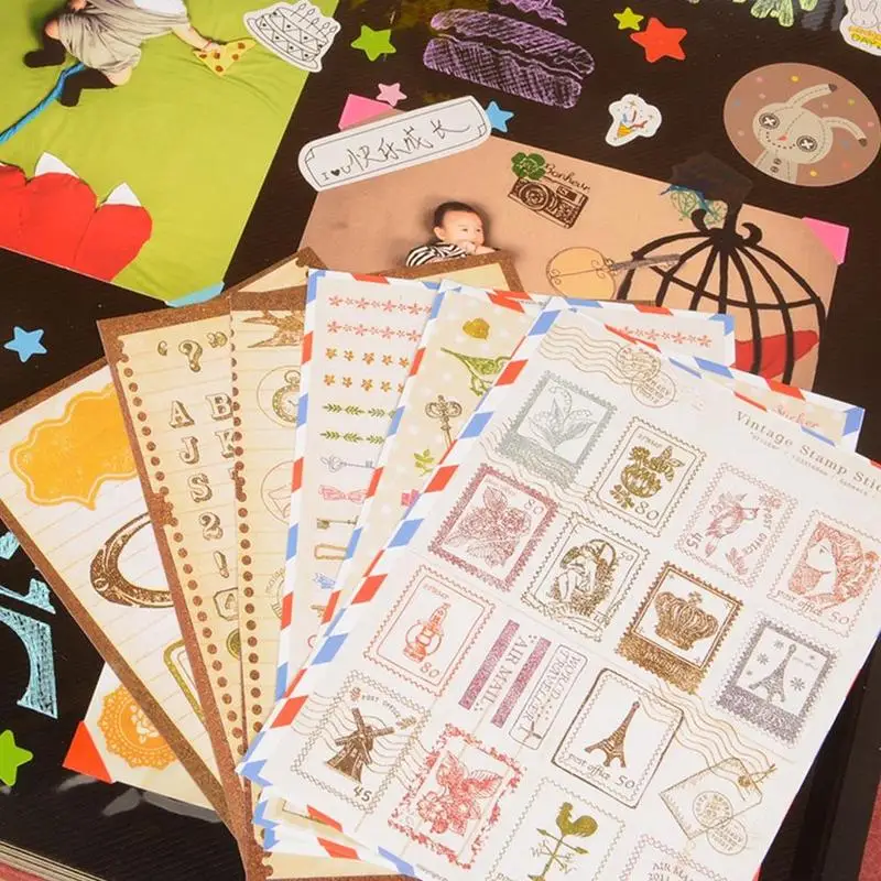 10.3 X 14.8cm Cartoon Papier Sticker Vintage Retro Letter Sticker Diary Scrapbooking Stamp Paper Decorative Sticker Set