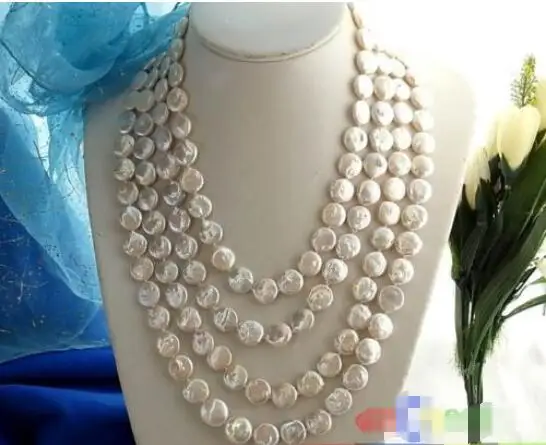 

Hot sale new Style >>>>> LONG 100" 14MM COIN WHITE FRESHWATER CULTURED PEARL NECKLACE