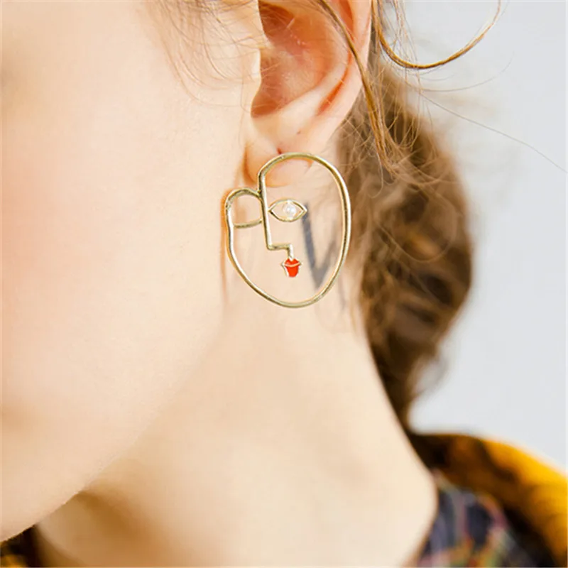 

New Abstract silhouette temperament simple personality funny metal Earrings For Women