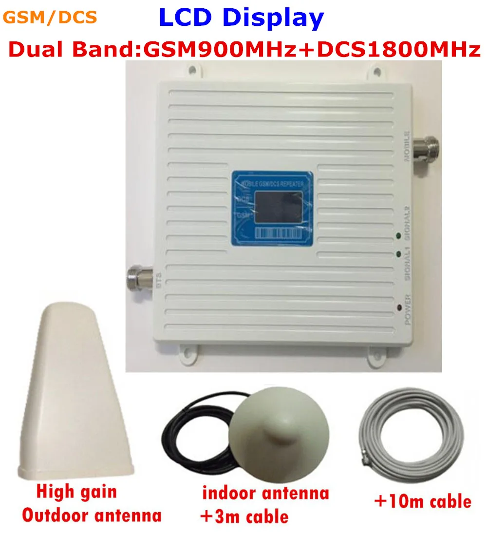 

Full Set White 4G DCS 1800MHz 2G GSM 900Mhz Mobile Phone Signal Booster 900 Mhz 1800 Mhz Signal Repeater Amplifier LCD Display