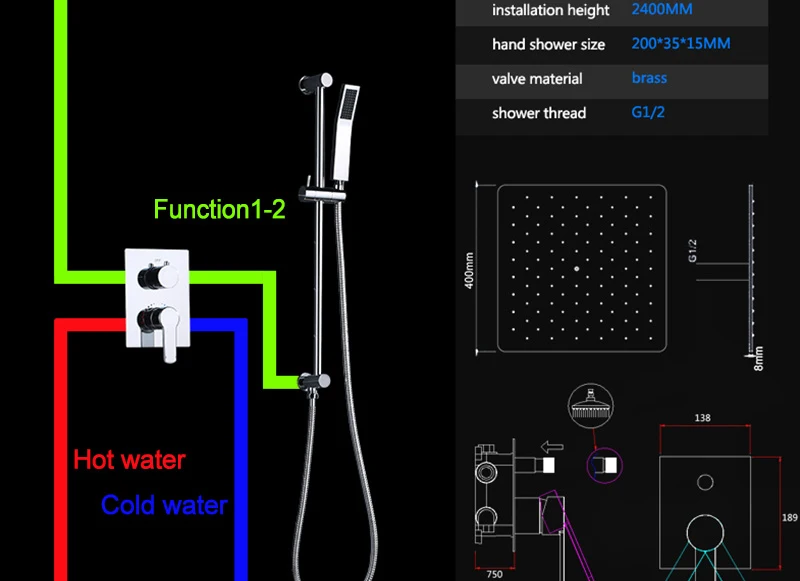 Bath & Shower Faucet Wall Mounted 16'' Ultra Thin Water Saving Tap Air Booster Rain Shower Faucets (17)