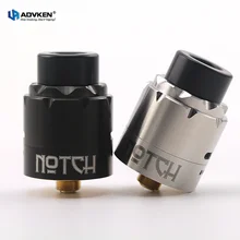 Notch Advken RDA Atomizador Cigarro Eletrônico Vape Mech 24mm Tan com Bobina Dupla Prebuild Post Recartilhado Tampa Superior para caixa Kit Mod