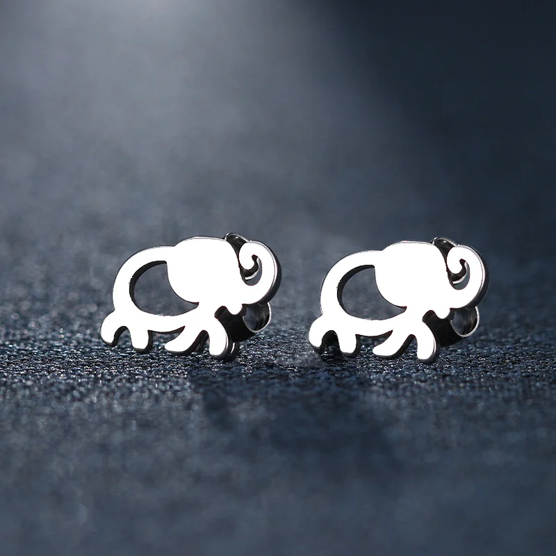 CACANA Stainless Steel Stud Earring For Women Man African Elephant Gold And Silver Color Lover's Engagement Jewelry