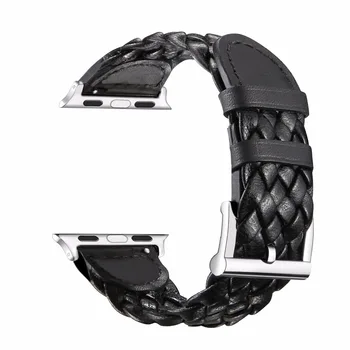 

A249 i Watchband 38/42mm Genuine Leather Apple Watchstrap Braided Strap Replacement Band With Stainless Metal Calsp Adapters