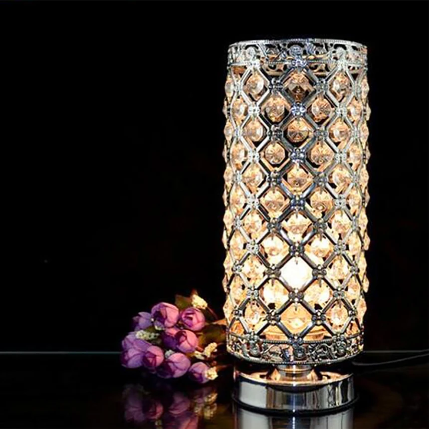 Romantic Wedding Gift Bedside LED Table Lamps Vintage Luxury Crystal