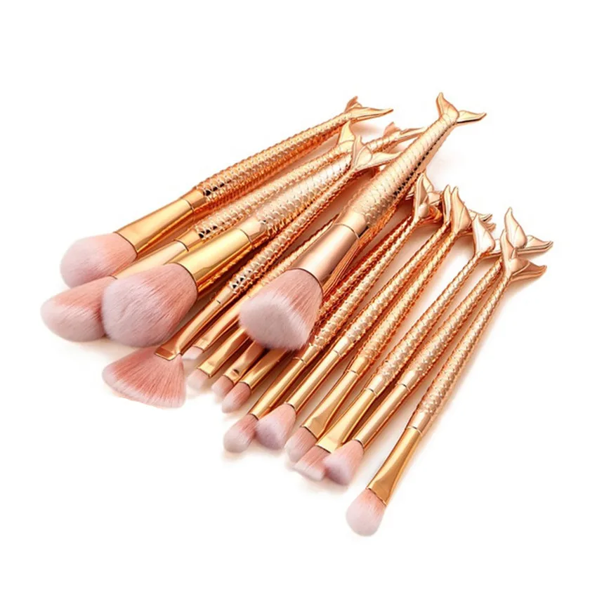 

15PCS Make Up Foundation Eyebrow Eyeliner Blush Cosmetic Concealer Brushes Makeup Brushes set Professional with case W10
