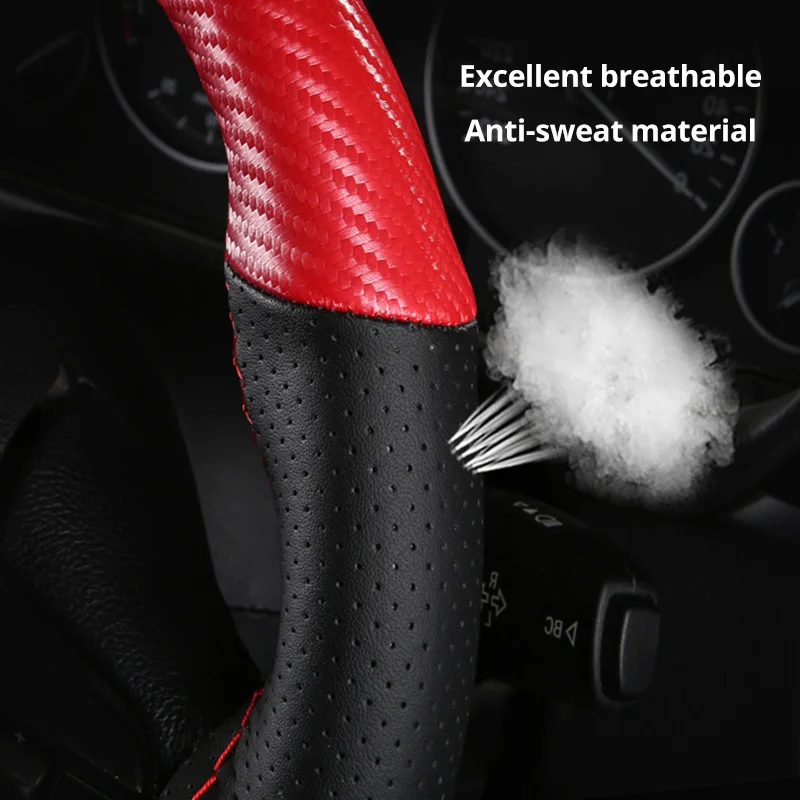 Fibra de Couro Cobertura do Volante do Carro Envoltório com Agulha Anti-deslizamento para Suvs Autoyouth Polegada Universal Micro Ponto no & Linha 15 10 Cheap Capas p direção