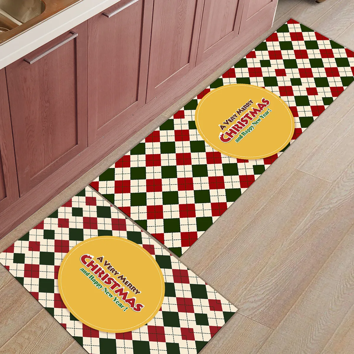 Merry Christmas Check мультфильм 2 шт коврик на кухню коврики для входа путь загрузки скребок для обуви аксессуары наборы пол ковры