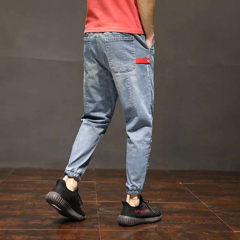 Summer Men's Thin Pants Slim Ankle-Length Pants Elastic Waist Casual Jeans Men Plus Size S-7XL Modis Streetwear PSMJ34
