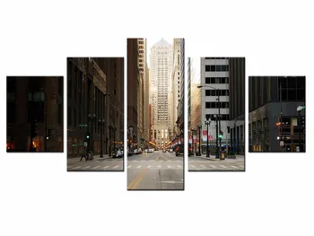 

5 pieces / set of City street view wall art for wall decorating home Decorative painting on canvas in paint framed/XC-city-62
