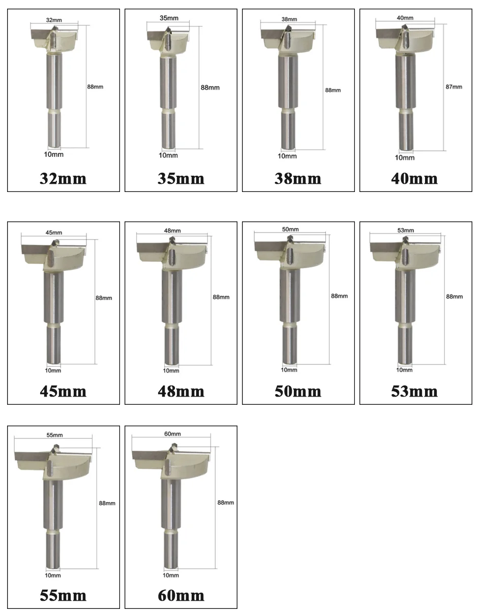 Aubalasti 15 мм-60 мм Форстнер наконечники Деревообрабатывающие инструменты отверстие пилы резак шарнир сверла Круглый хвостовик вольфрам карбид резак