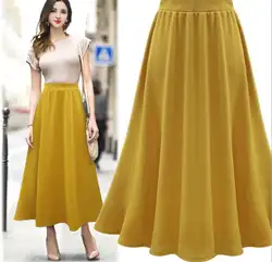 Линии юбки Для женщин Высокая Талия простые однотонные элегантные юбки изделия из шифона в большом размере Jupe Femme летние мягкие милые