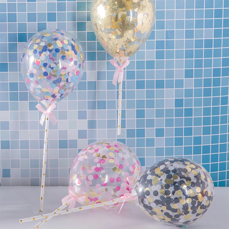 Детский душ 5 дюймов воздушный шар "Конфетти" с бумажной соломинкой вечерние принадлежности лента день рождения торт Топпер украшения торта 1 шт свадьба