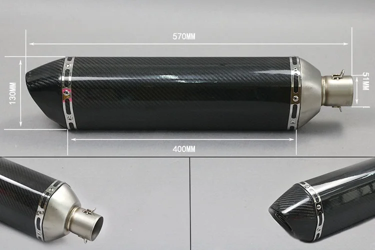 Universal Carbon Fiber Color 51mm Motorcycle Exhaust Muffler Pipe
