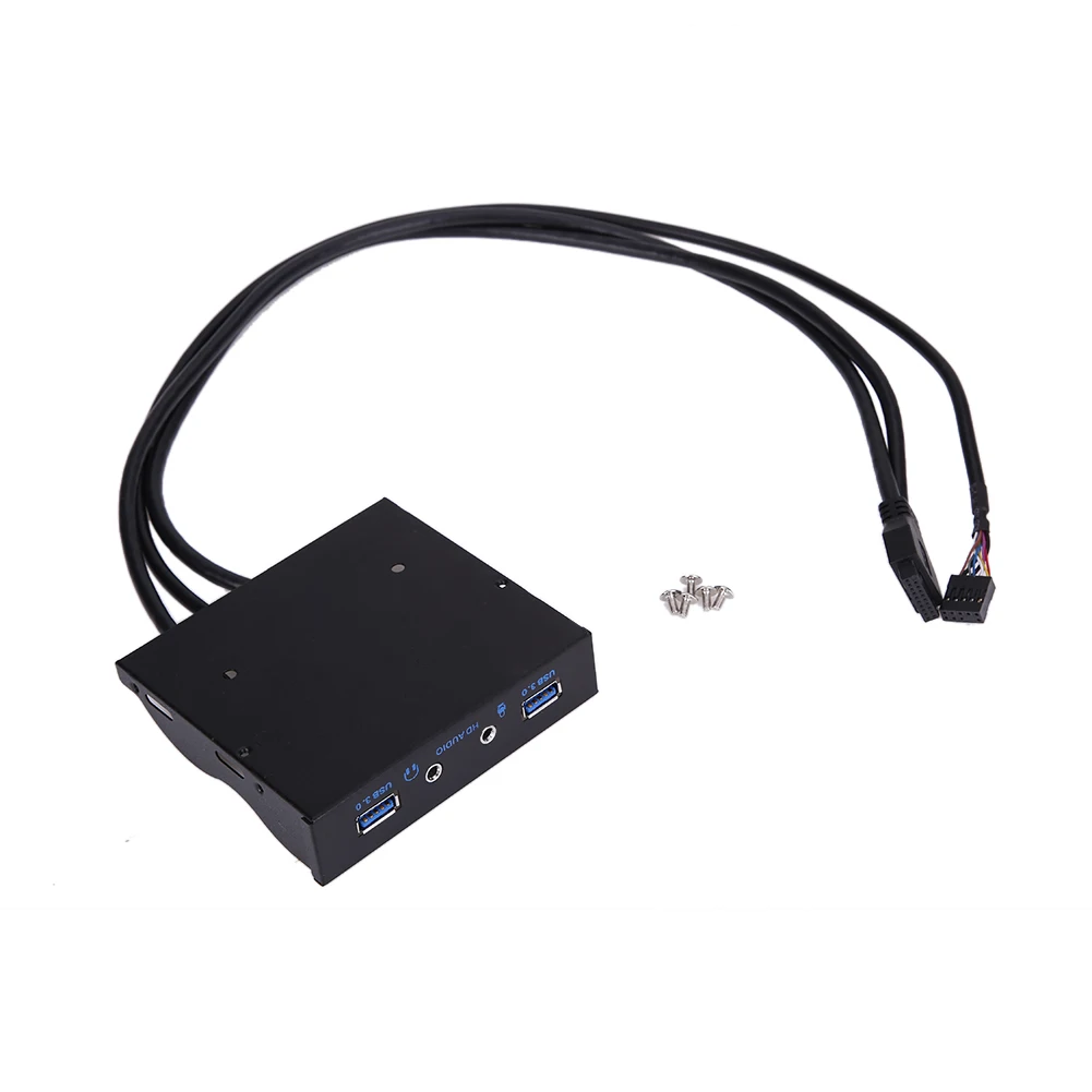 3," 20Pin до 2 USB 3,0 порт концентратор+ HD аудио ПК флоппи расширение Передняя панель стойки для компьютера ПК с аудио кабелем 9PIN-9PIN