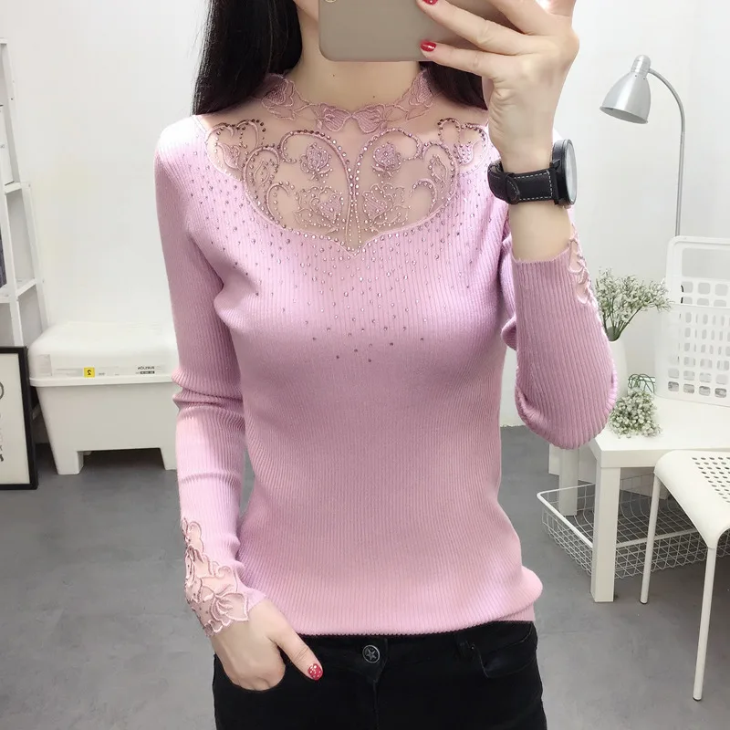 

Autumn Knitted Sweater 2019 Women Sweaters And Pullovers Elegant High Elasticity Long Sleeve Sweater Female Jumper Winter Tops