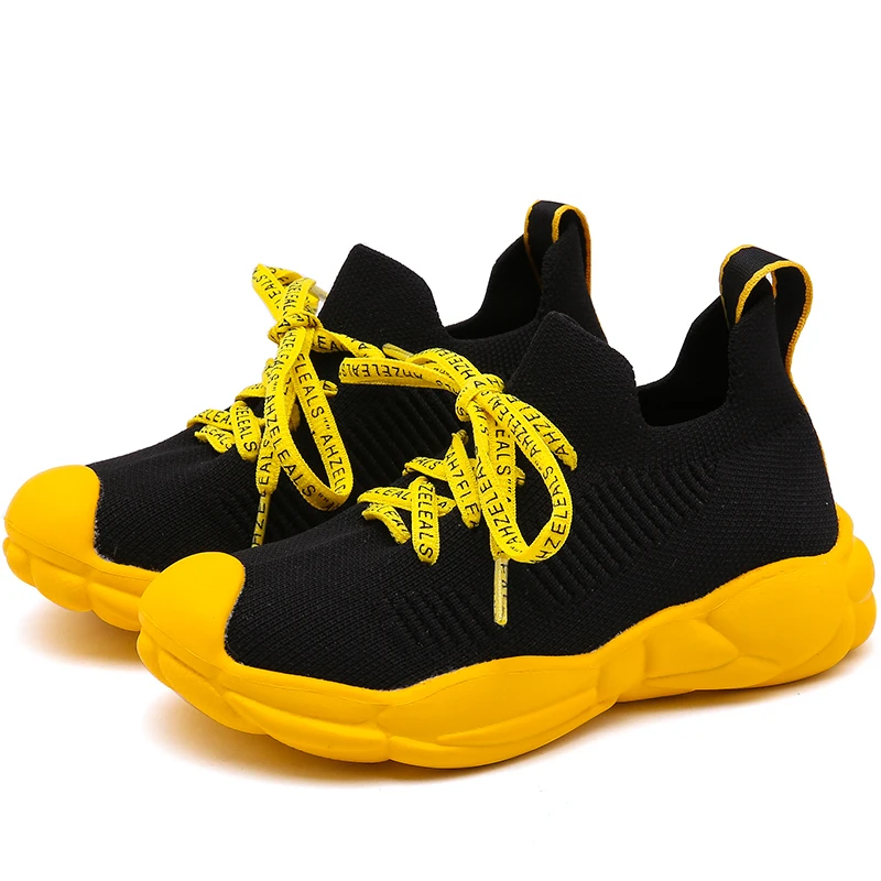 

Lightweight~Children's Fashion Knitted Socks Shoes Girls Slip-On Loafers Letters Laces Baby Boys Leisure Sneakers