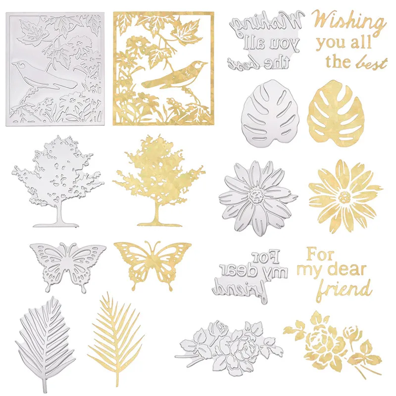 

Carbon Steel Flower Hot Stamping Foil Dies Metal Leaves Cutting Dies Frame DIY Handmade Scrapbook Photo Album Decoration