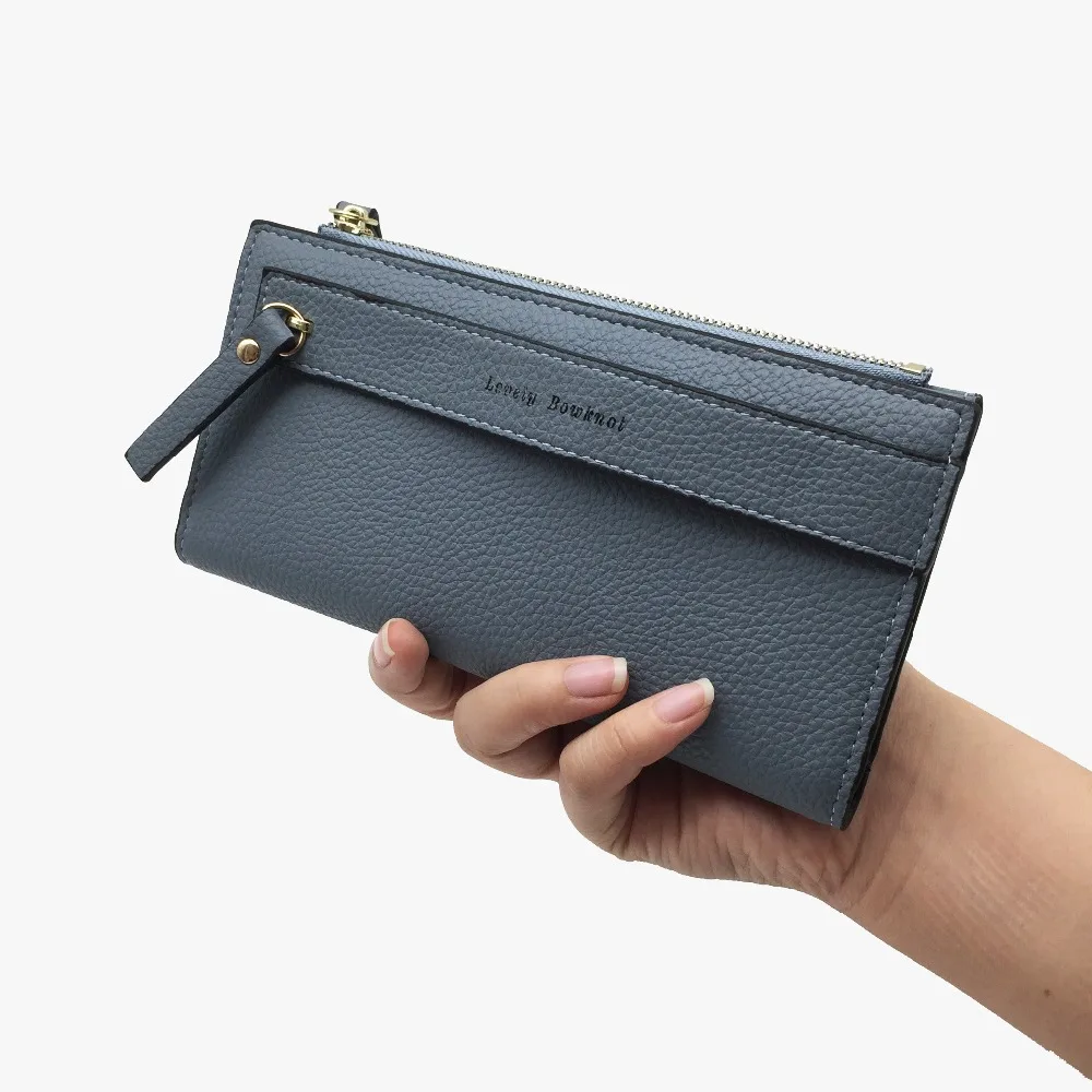 

New Brand Ladies Wallet 2017 Multifunction Solid Color Female Purse Zipper And Hasp Money Bag PU Leather Clutch Wallets Women