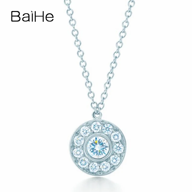 BAIHE Твердые 18K Белое Золото 0.18ct натуральные бриллианты женские ювелирные