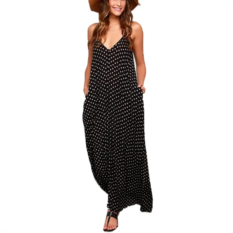 font b Women b font Polka Dot V Neck Boho Party Beach font b Dress font b Women b font Polka Dot V Neck Boho Party Beach font b Dress