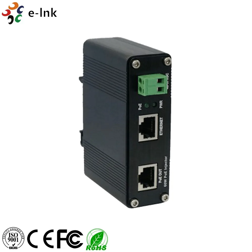 E-link промышленный Однопортовый 10/100/1000 Мбит/с 802.3bt PoE инжектор (60 Вт)