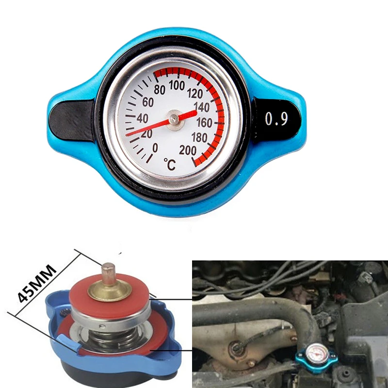 Car Moto 0.9Bar Thermo Thermostatic Radiator Cap Cover Water Temperature Gauge